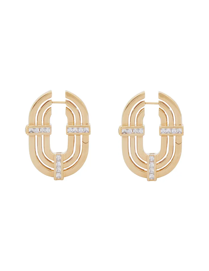 Women Zimmermann Earrings Halo Oval Hoops Gold