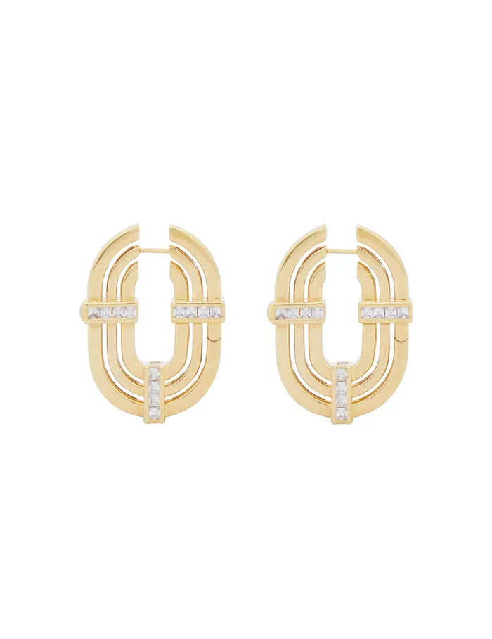 Women Zimmermann Earrings Halo Oval Hoops Gold