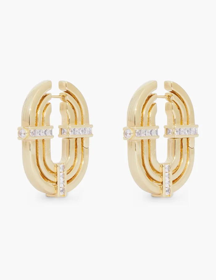 Women Zimmermann Earrings Halo Oval Hoops Gold