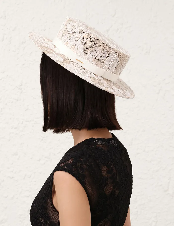 Women Zimmermann Hats Lace Boater Ivory