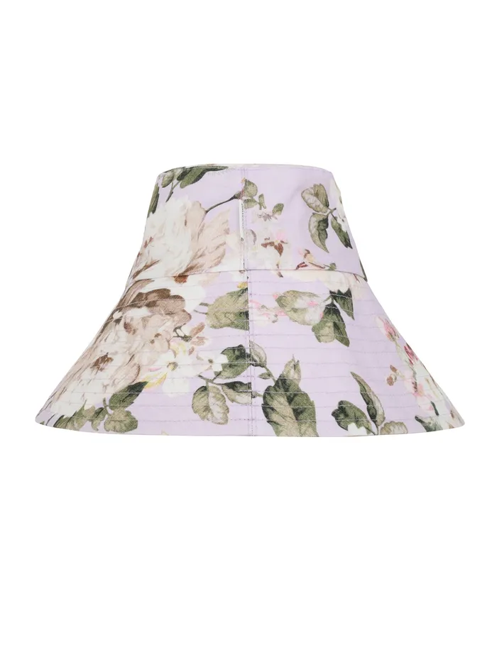Women Zimmermann Hats Printed Long Brim Bucket Hat Lilac Floral