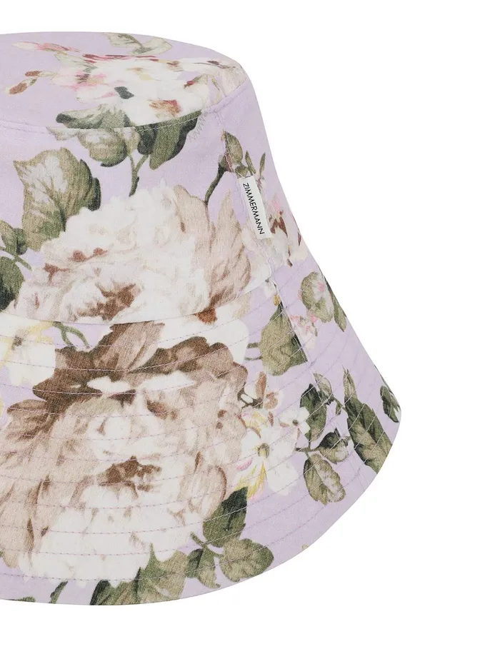 Women Zimmermann Hats Printed Long Brim Bucket Hat Lilac Floral