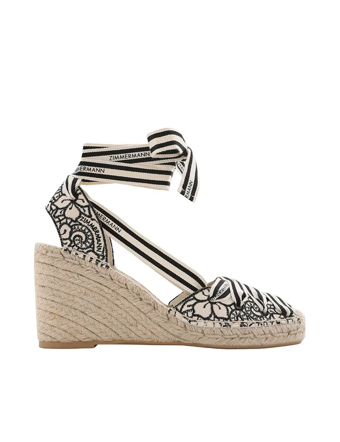 Women Zimmermann Heeled Sandals Sol Espadrille 95 Onyx