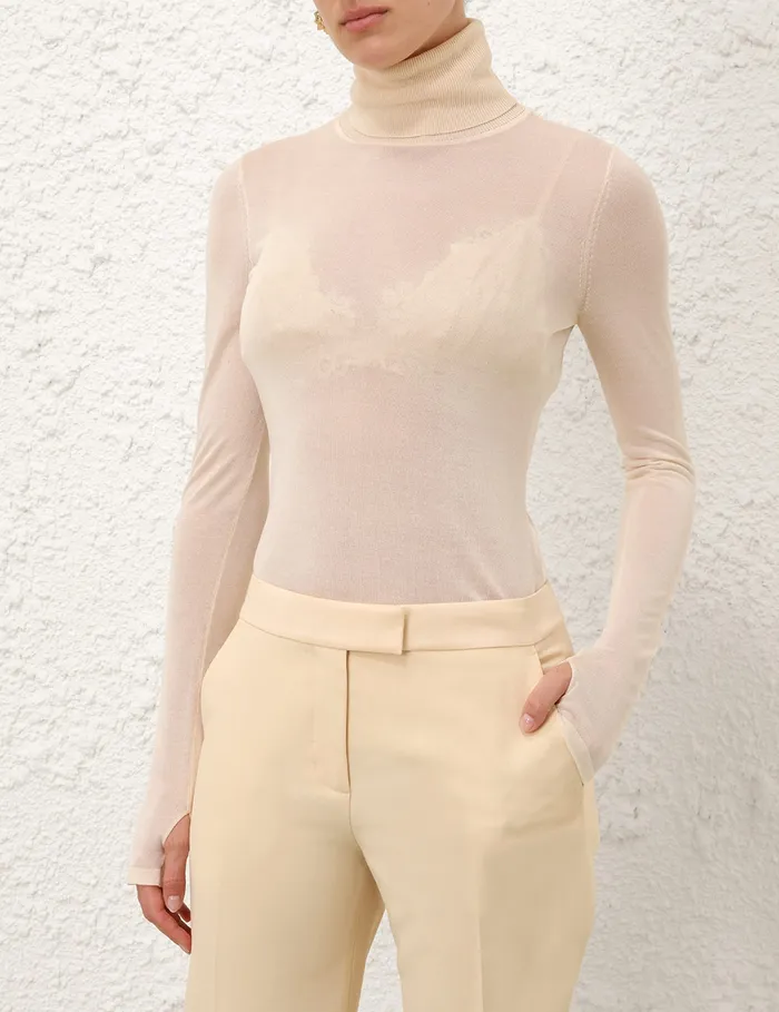 Women Zimmermann Knitwear Illustration Fine Knit Top Cream