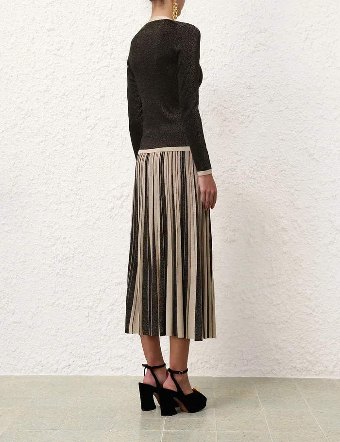 Women Zimmermann Knitwear Illustration Metallic Cardigan Blackgold