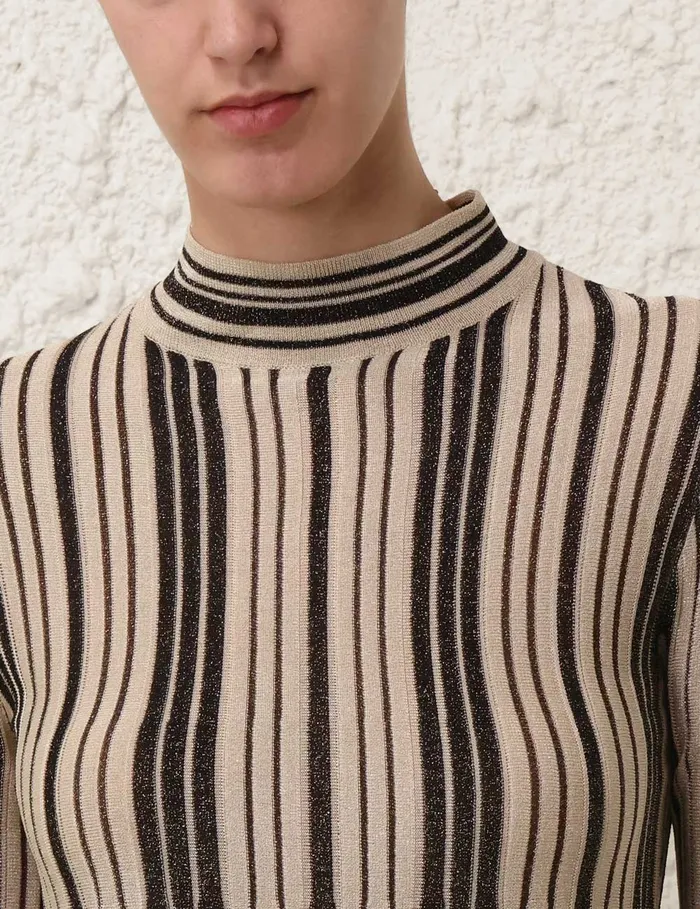 Women Zimmermann Knitwear Illustration Metallic Knit Top Blackgold