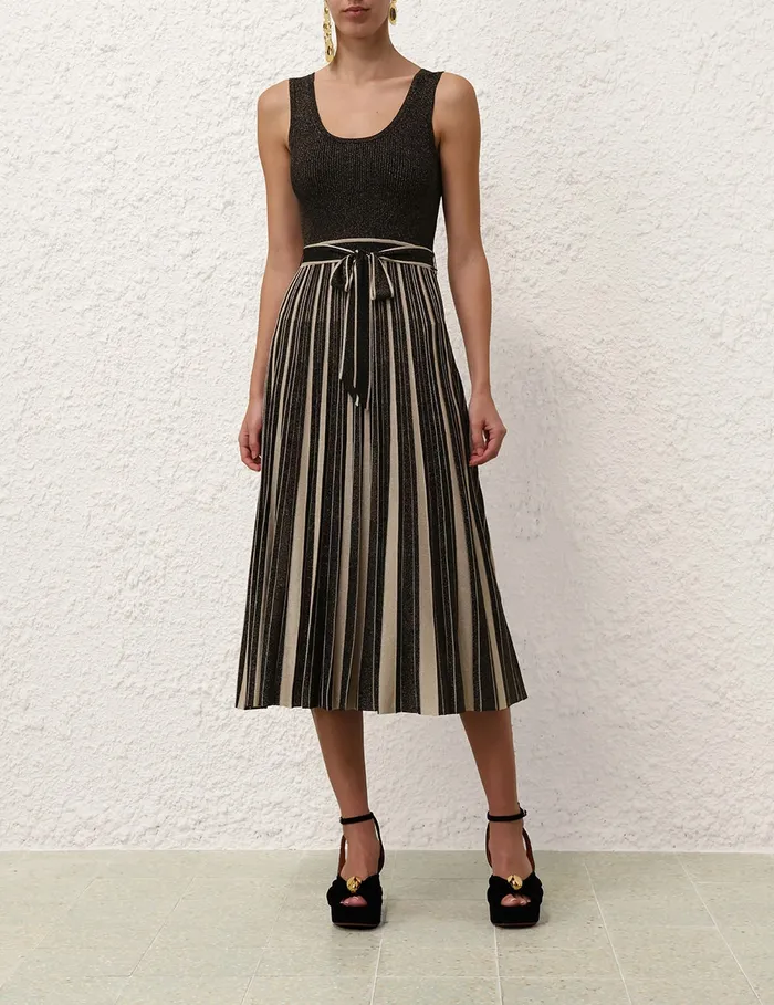 Women Zimmermann Knitwear Illustration Metallic Midi Blackgold