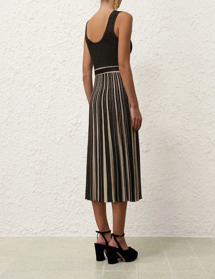 Women Zimmermann Knitwear Illustration Metallic Midi Blackgold