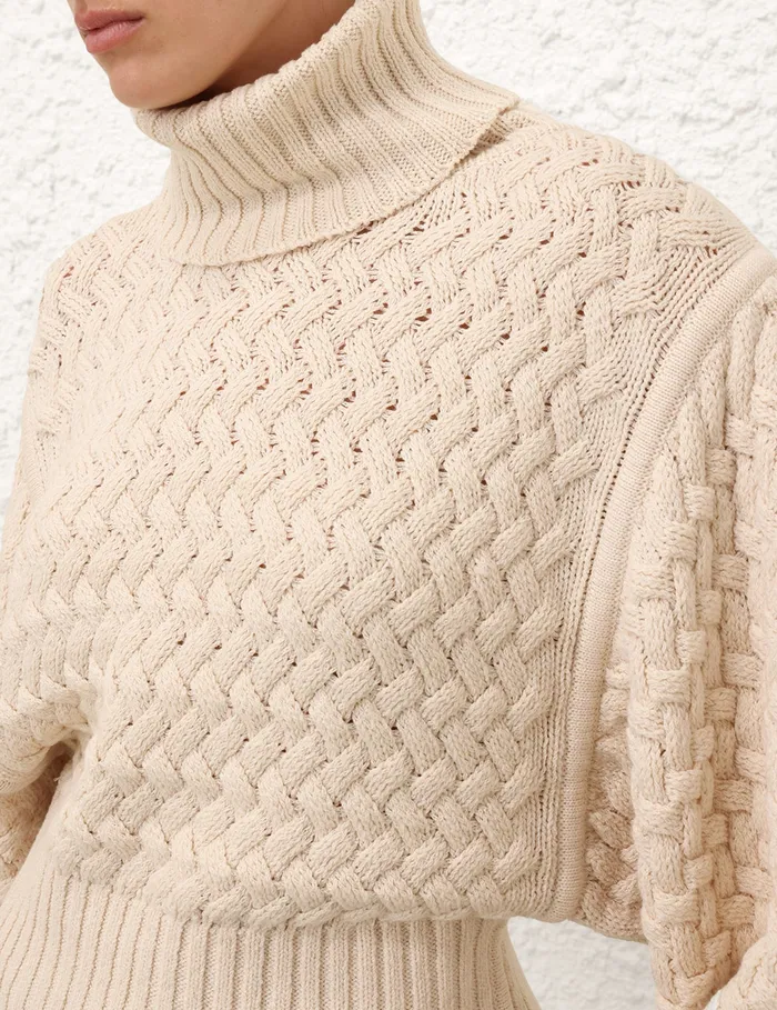Women Zimmermann Knitwear Illustration Textured Sweater Cream