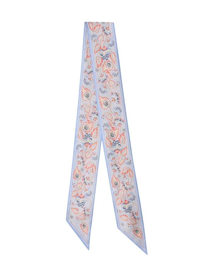 Women Zimmermann Scarves Printed Silk Ribbon Scarf Eden Dahlia Sapphire