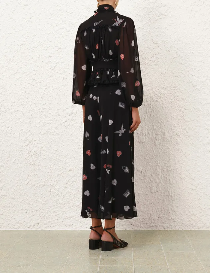 Women Zimmermann Shorts and Pants Crush Flared Culotte Black Love Letters