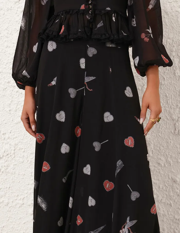 Women Zimmermann Shorts and Pants Crush Flared Culotte Black Love Letters