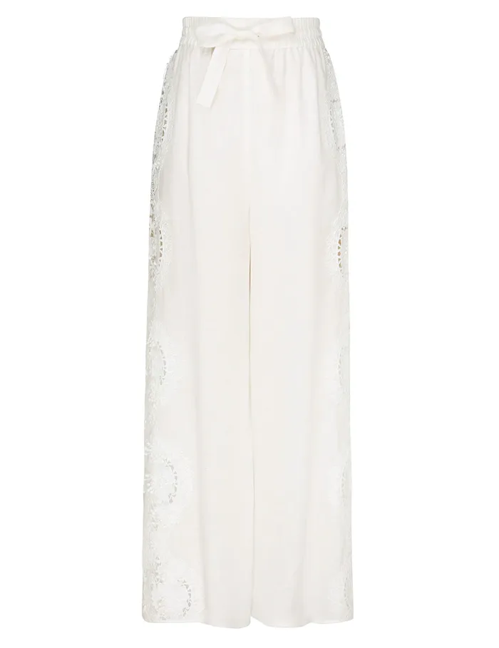 Women Zimmermann Shorts and Pants Halliday Lace Flower Pant Ivory