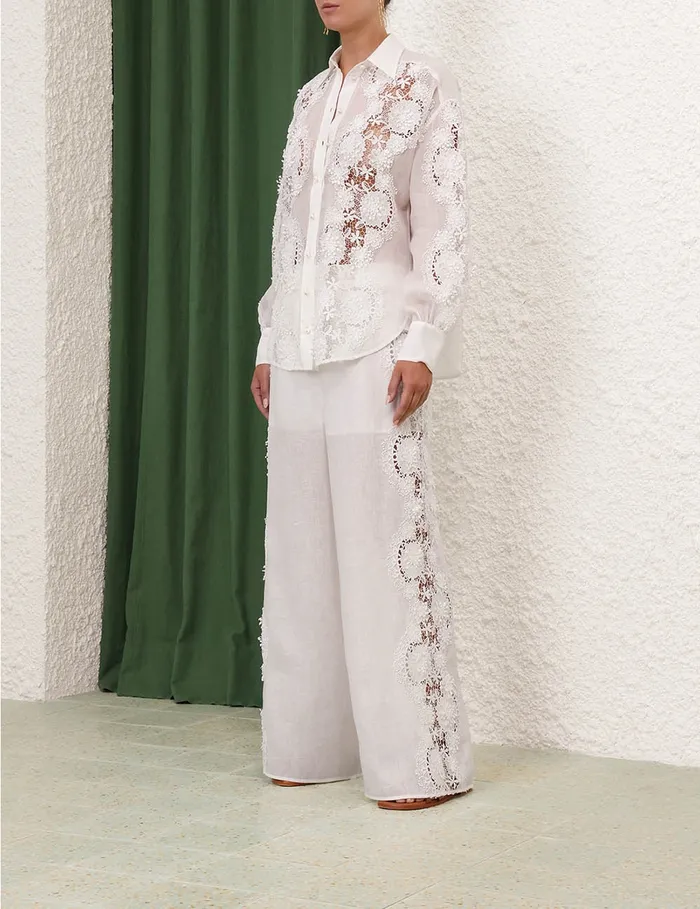 Women Zimmermann Shorts and Pants Halliday Lace Flower Pant Ivory