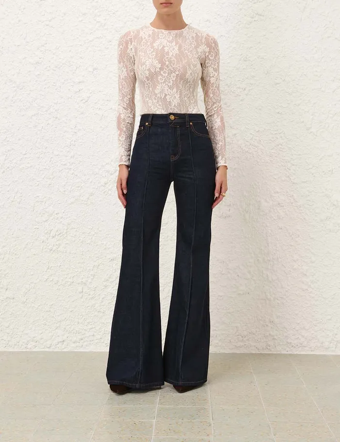 Women Zimmermann Shorts and Pants Illustration Flare Jean Night Sky