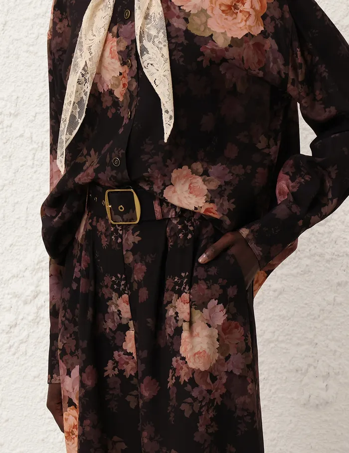 Women Zimmermann Shorts and Pants Illustration Tuck Pant Black Rococo Floral