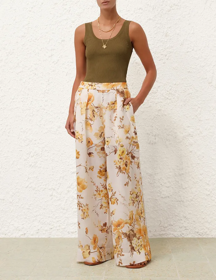 Women Zimmermann Shorts and Pants Ottie Wide Leg Pant Orange Floral