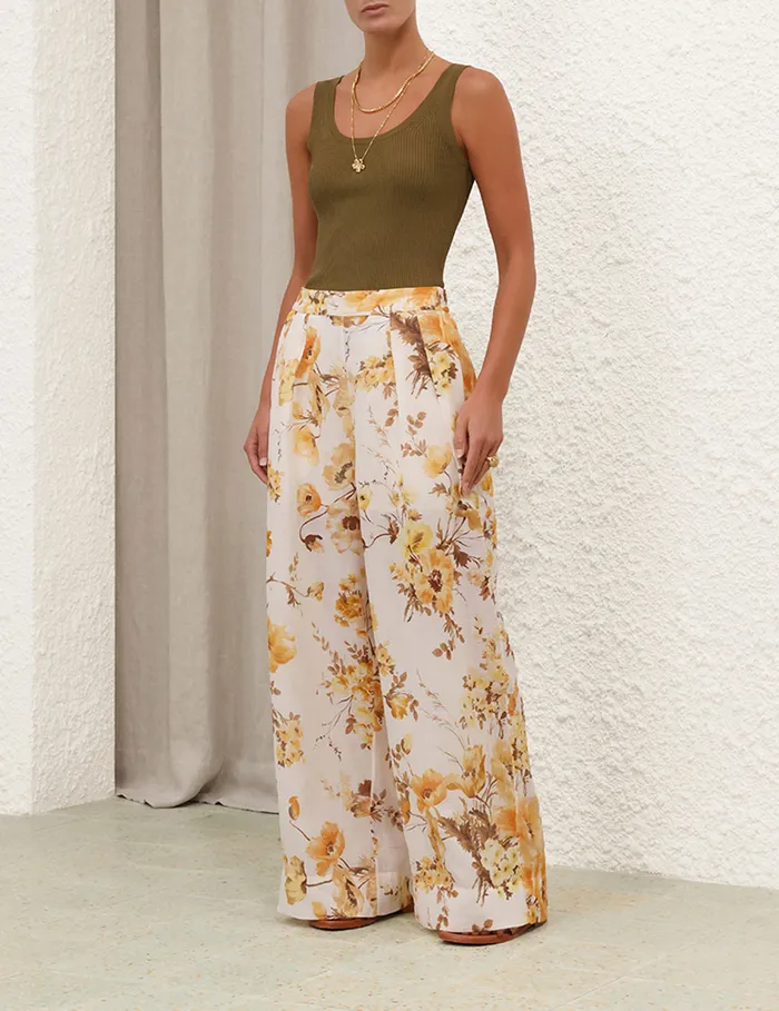 Women Zimmermann Shorts and Pants Ottie Wide Leg Pant Orange Floral