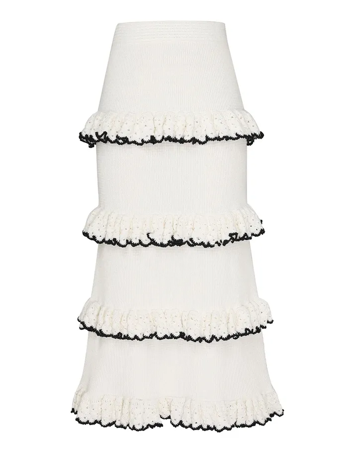 Women Zimmermann Skirts Halliday Scallop Frill Skirt Blackivory