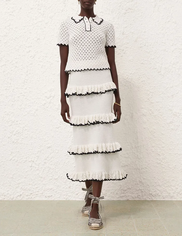 Women Zimmermann Skirts Halliday Scallop Frill Skirt Blackivory