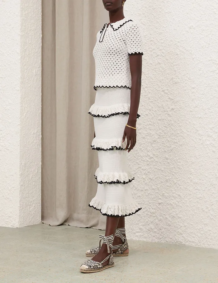 Women Zimmermann Skirts Halliday Scallop Frill Skirt Blackivory