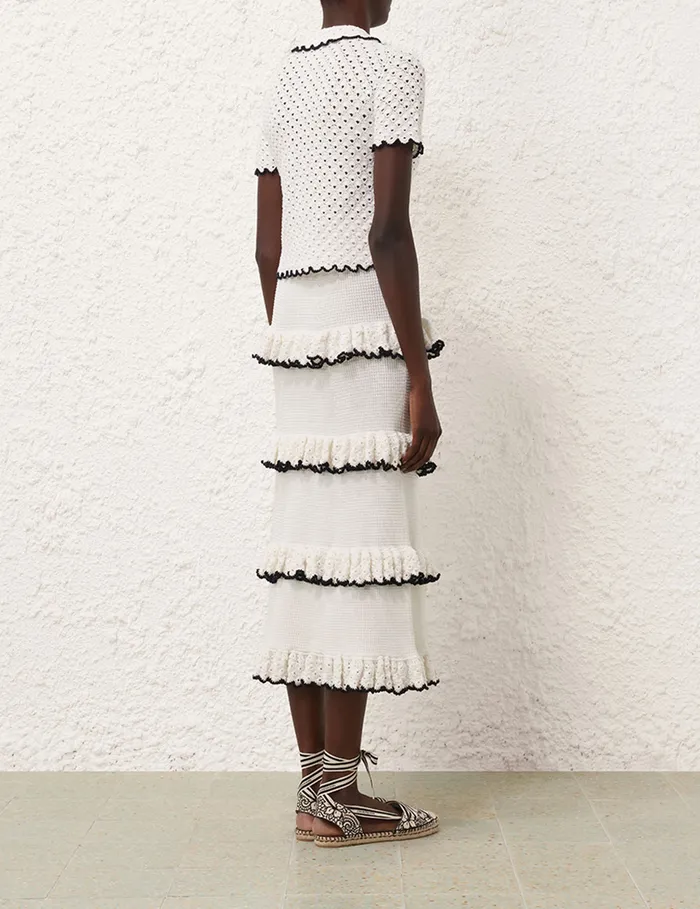 Women Zimmermann Skirts Halliday Scallop Frill Skirt Blackivory