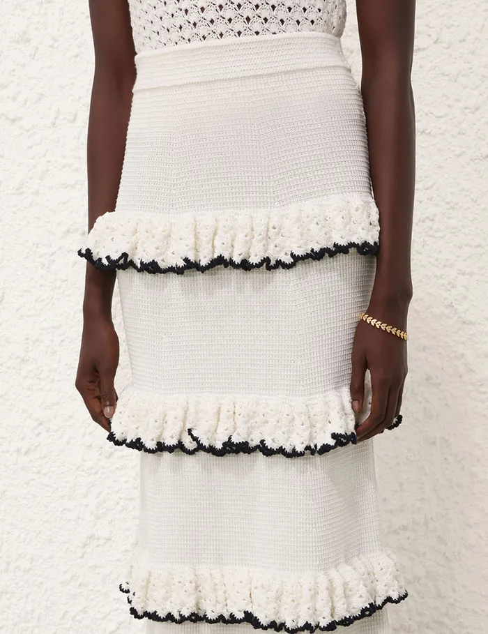 Women Zimmermann Skirts Halliday Scallop Frill Skirt Blackivory