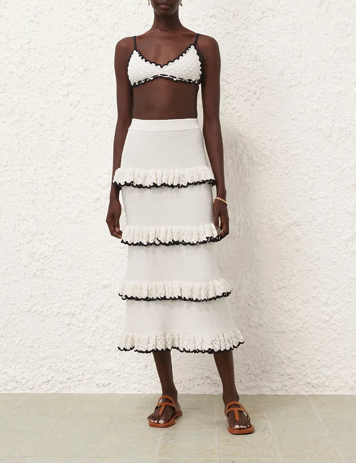 Women Zimmermann Skirts Halliday Scallop Frill Skirt Blackivory
