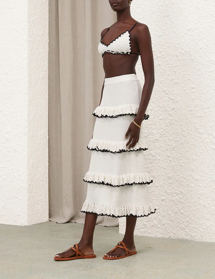 Women Zimmermann Skirts Halliday Scallop Frill Skirt Blackivory