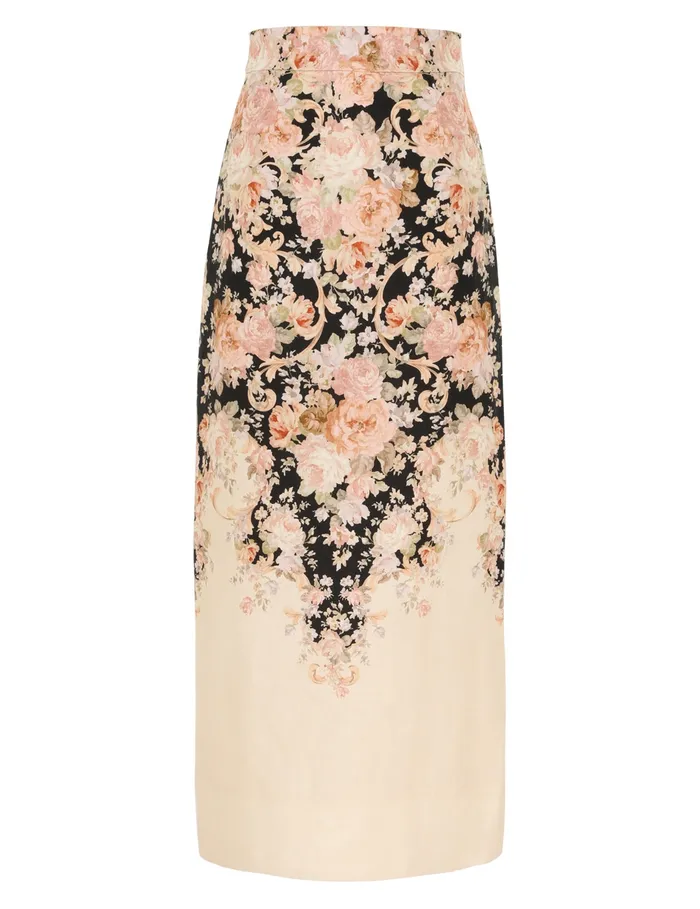 Women Zimmermann Skirts Illustration Pencil Skirt Tea Rococo Floral
