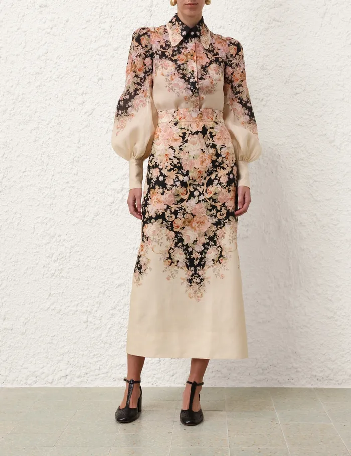 Women Zimmermann Skirts Illustration Pencil Skirt Tea Rococo Floral