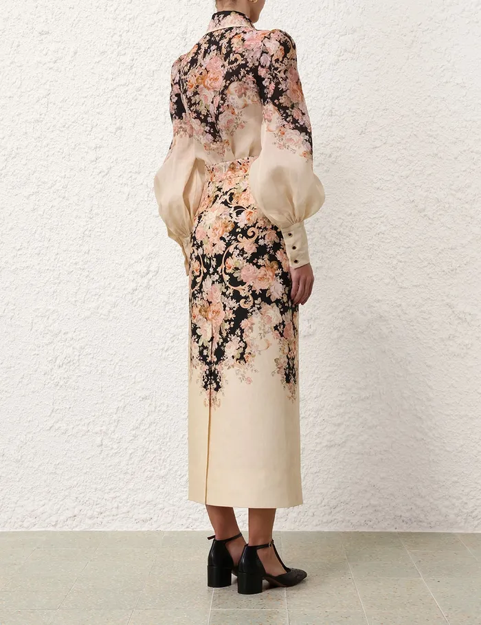Women Zimmermann Skirts Illustration Pencil Skirt Tea Rococo Floral