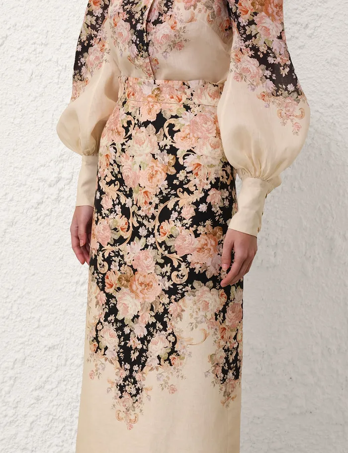 Women Zimmermann Skirts Illustration Pencil Skirt Tea Rococo Floral