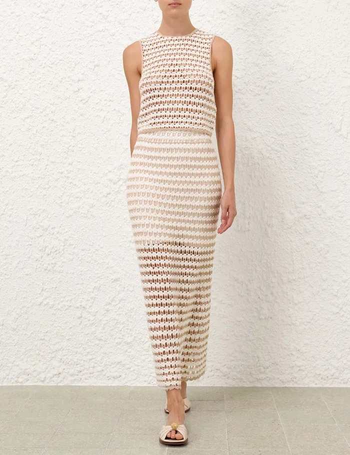 Women Zimmermann Skirts Tallow Crochet Midi Skirt Ivorygold