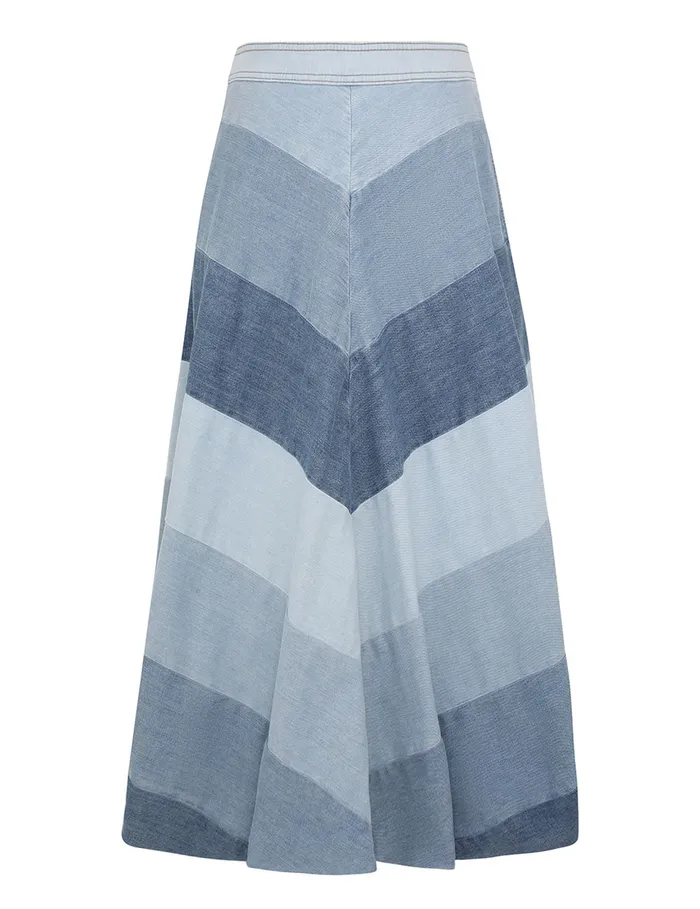Women Zimmermann Skirts Tallow Denim Midi Skirt Chevron