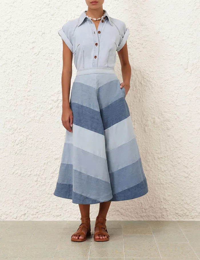 Women Zimmermann Skirts Tallow Denim Midi Skirt Chevron