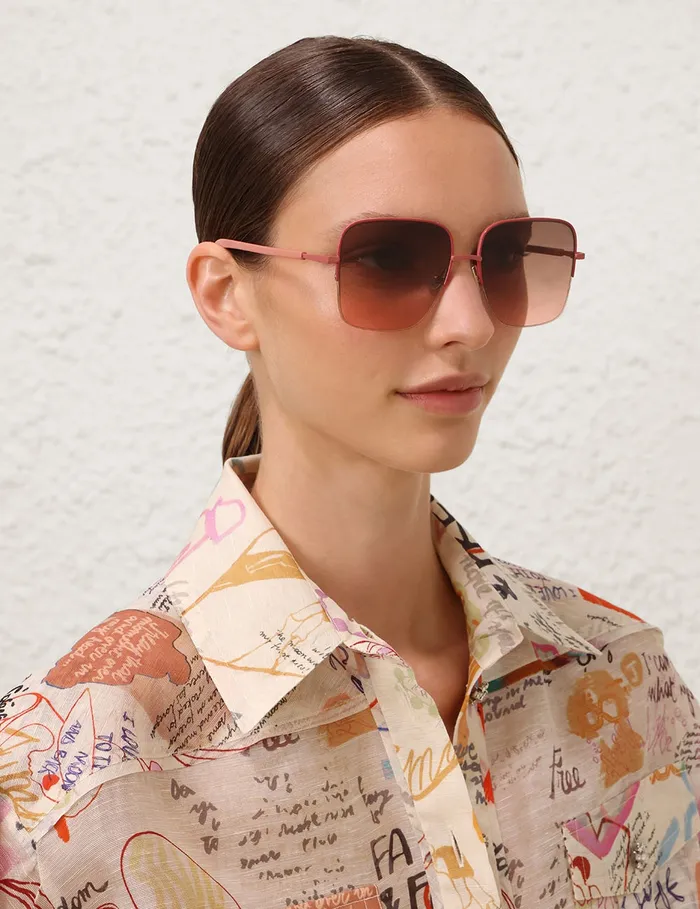 Women Zimmermann Sunglasses Sandy Oversize Rose