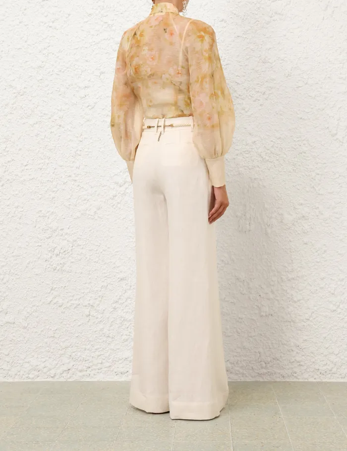 Women Zimmermann Tops Crush Buttoned Blouse Yellow Floral