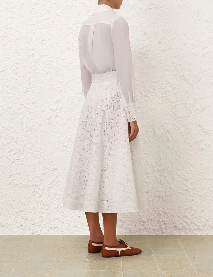 Women Zimmermann Tops Crush Ramie Embroidered Shirt Ivory