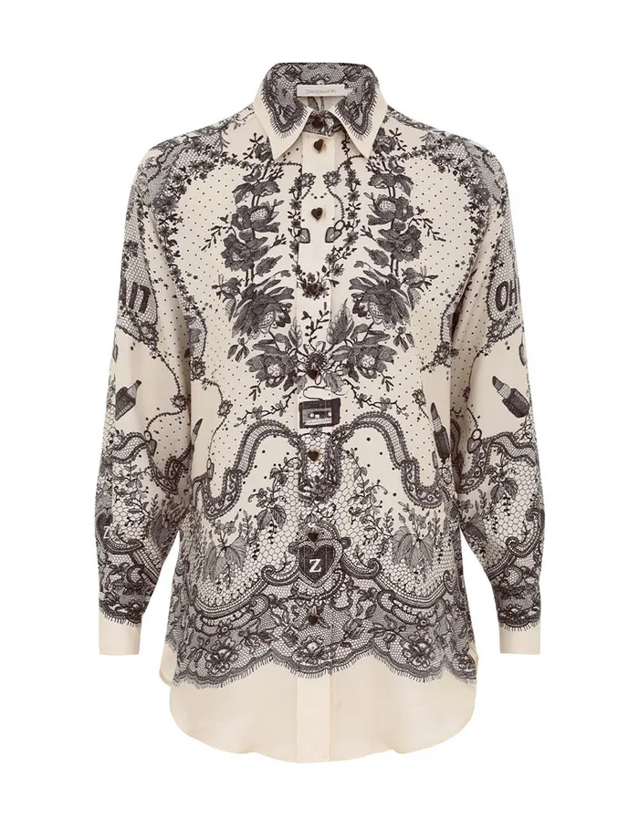 Women Zimmermann Tops Crush Relaxed Shirt Ivory Locket