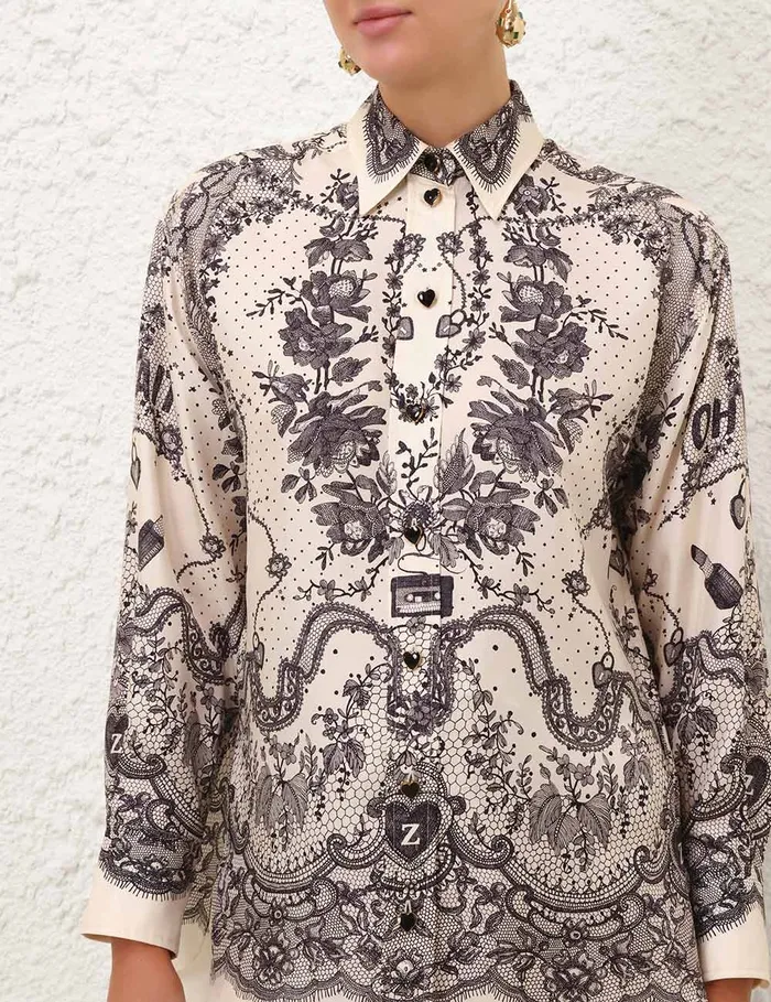 Women Zimmermann Tops Crush Relaxed Shirt Ivory Locket