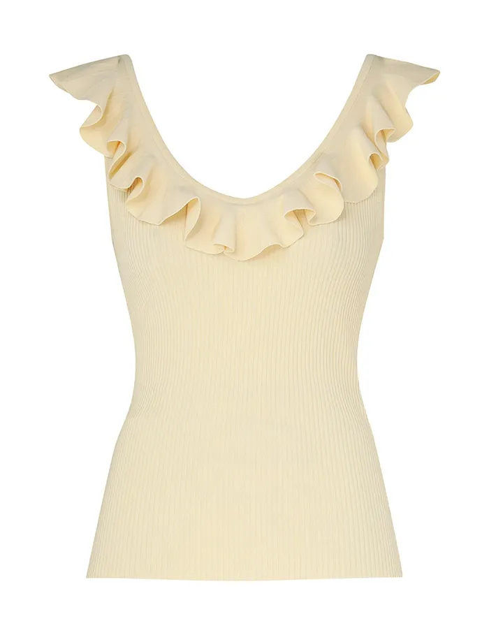 Women Zimmermann Tops Halliday VNeck Frill Tank Butter