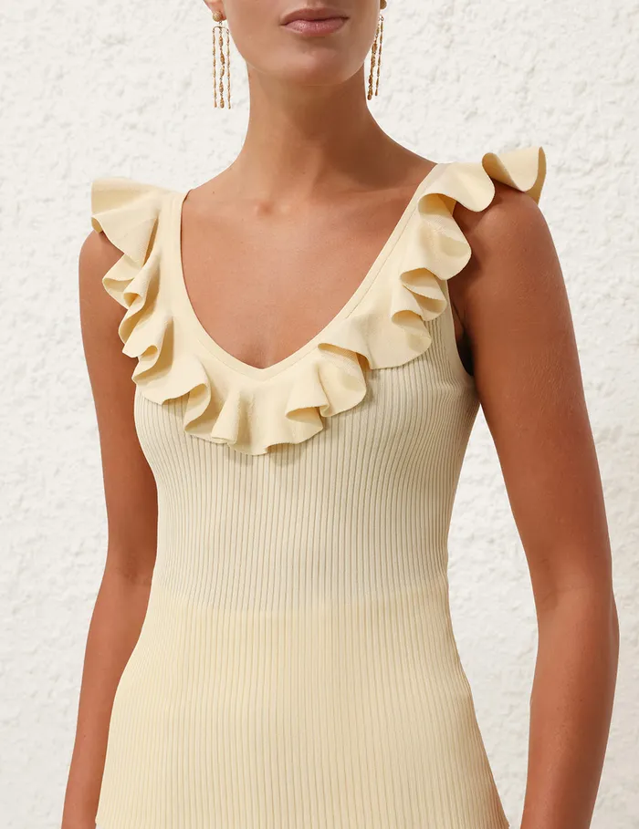 Women Zimmermann Tops Halliday VNeck Frill Tank Butter