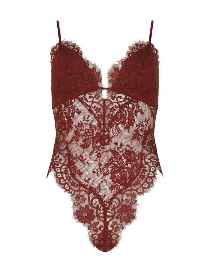 Women Zimmermann Tops Illustration Lace Teddy Chestnut