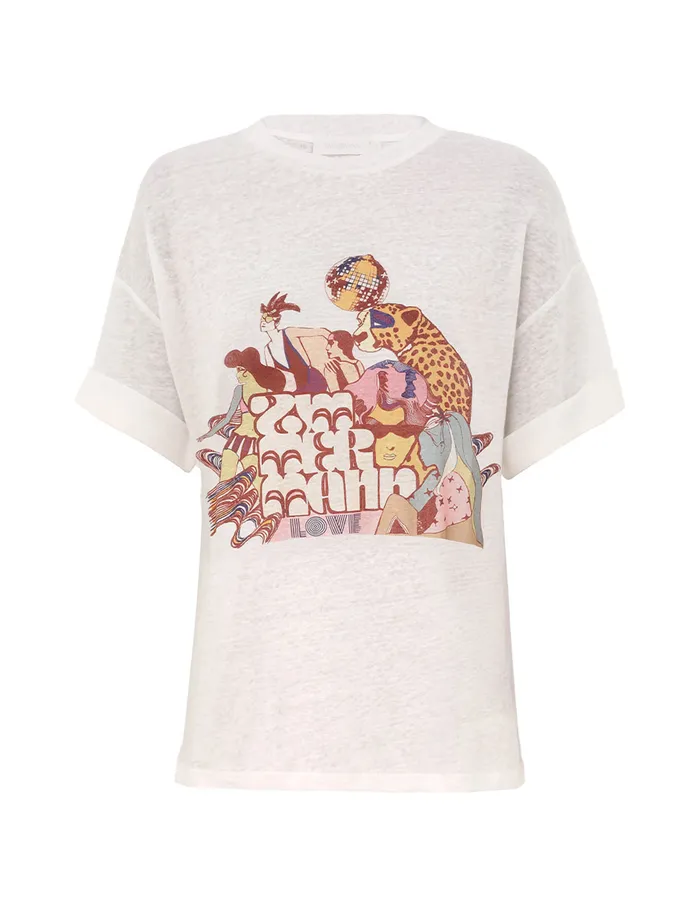 Women Zimmermann Tops Maxine Roll Sleeve Tee Ivory