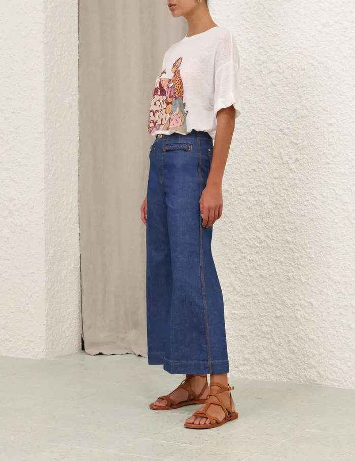 Women Zimmermann Tops Maxine Roll Sleeve Tee Ivory