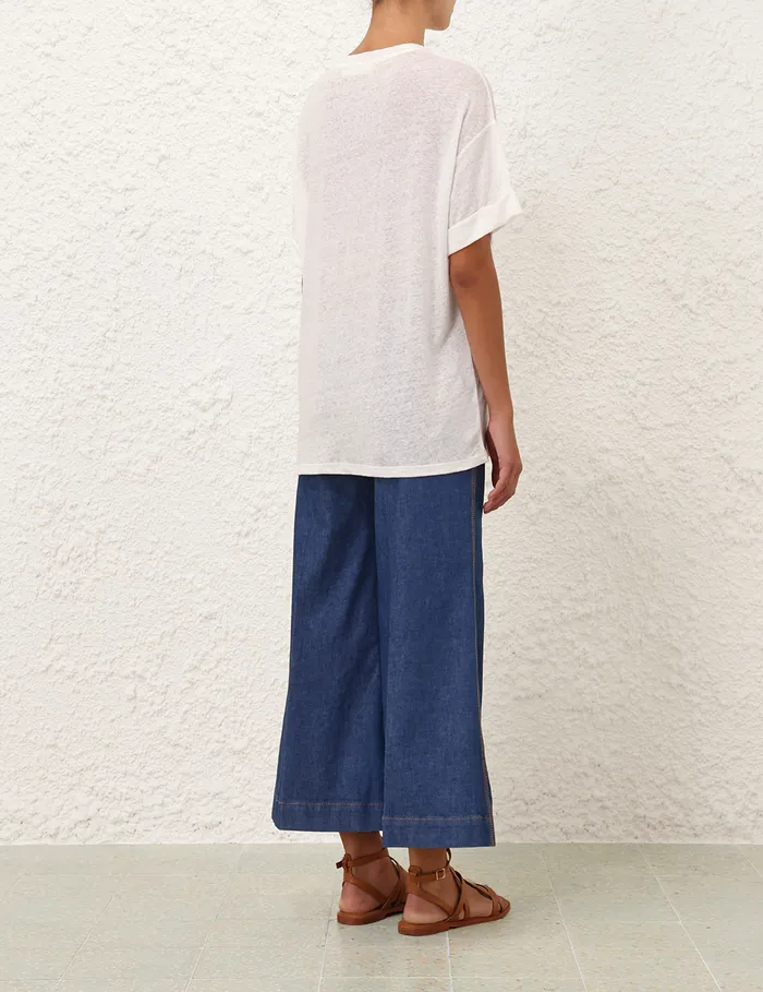 Women Zimmermann Tops Maxine Roll Sleeve Tee Ivory