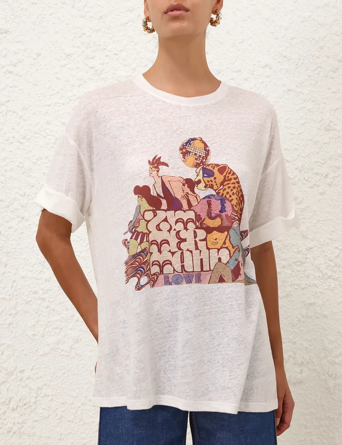 Women Zimmermann Tops Maxine Roll Sleeve Tee Ivory