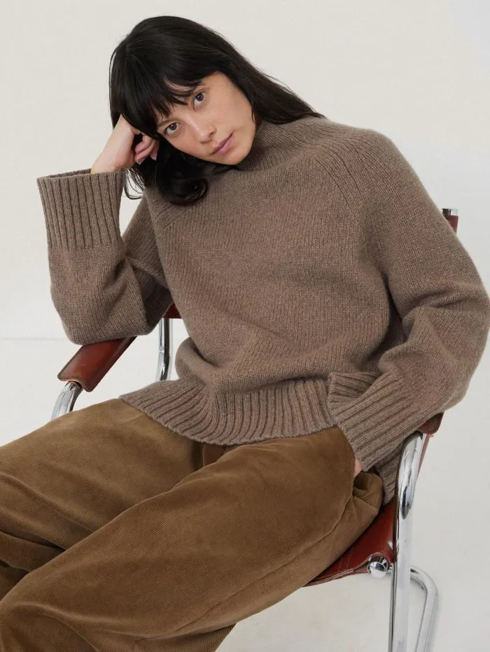 Wool Blend Snowdon Jumper Taupe Women Jigsaw Knitwear and Cashmere