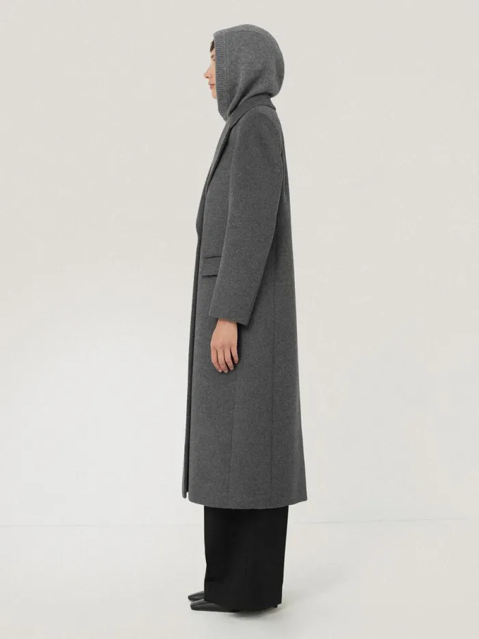 Wool Cashmere Blend Hooded Snood Grey Women Jigsaw Knitwear and Cashmere